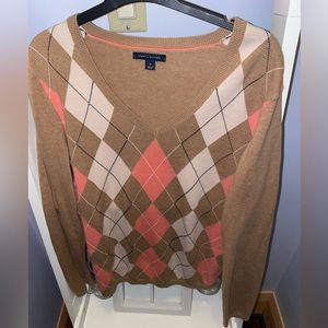 Tommy Hilfiger Essential Argyle V-Neck Sweater Top